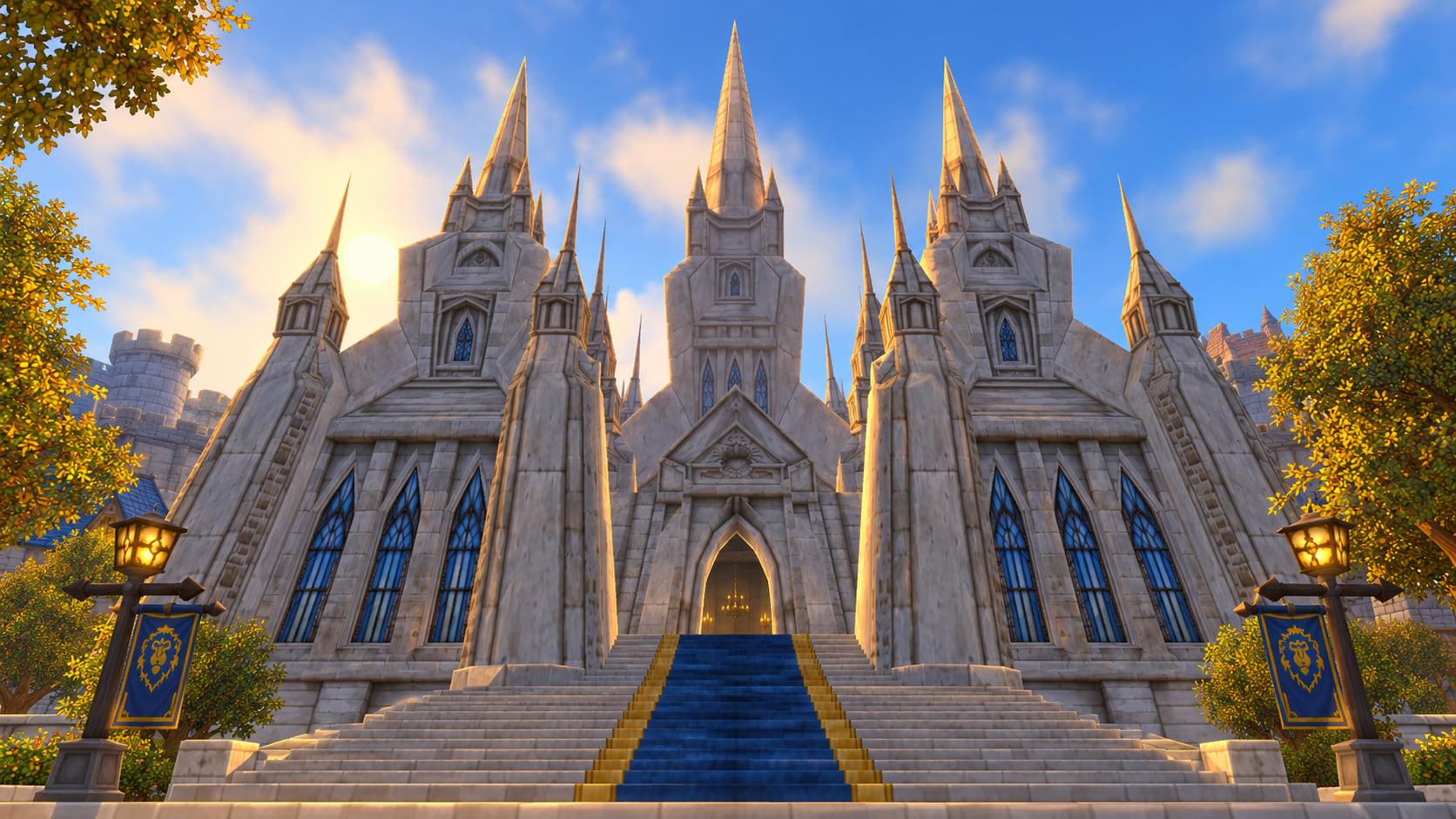 Recreation: Stormwind Cathedral of Light, paladin guide setting, an empty World of Warcraft environment