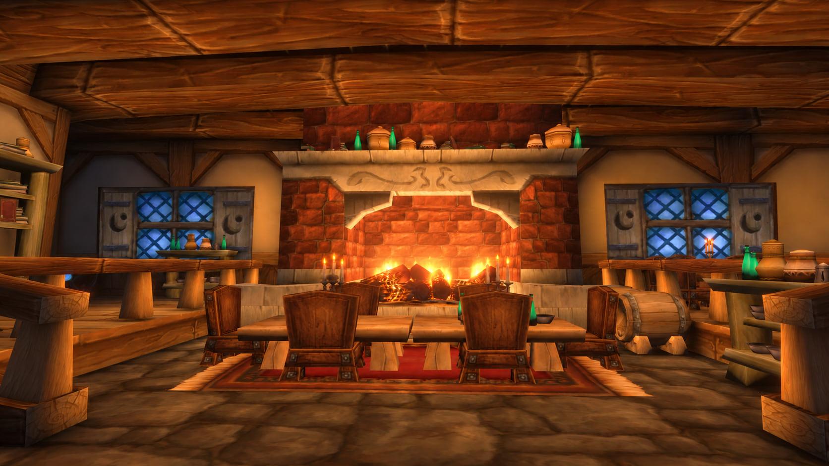 Recreation: Lion's Pride Inn fireplace, an empty World of Warcraft environment