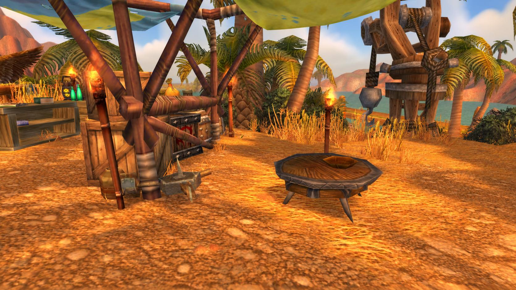 Recreation: Ratchet Tinkers' Union workshop, an empty World of Warcraft environment