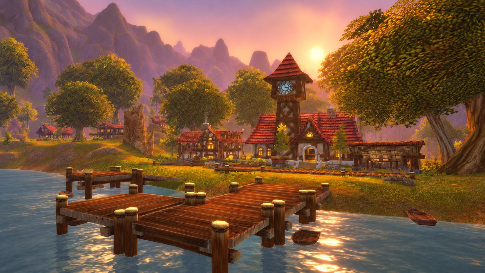Recreation: Lakeshire Docks, an empty World of Warcraft environment